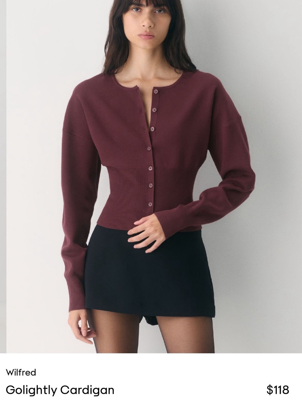 Wilfred Golightly Cardigan - Deep Wine Button-Up Sweater